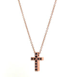 Rose Gold Black Diamond Medium Cross Pendant