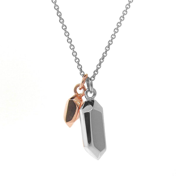 Sterling Silver Rose Gold Duo Crystal Necklace