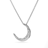 Large White and Rose Gold Diamond Moon & 2 Stars Necklace