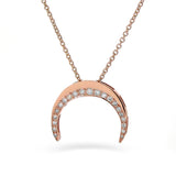 Rose Gold Diamond Large Moon Pendant