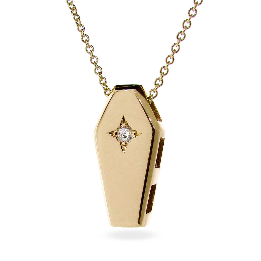 Yellow Gold Diamond Coffin Pendant