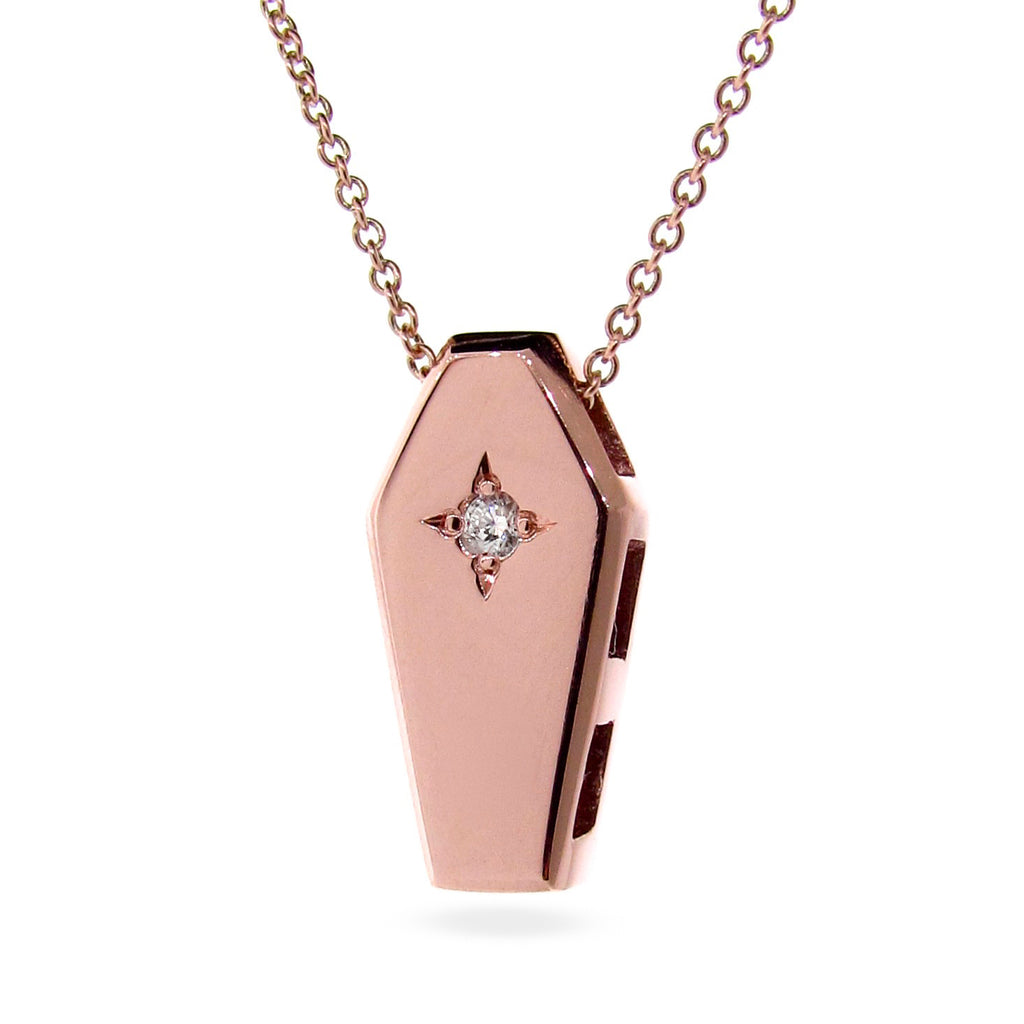 Rose Gold Diamond Coffin Pendant