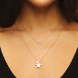 Rose and White Gold Diamond 'Baby Star' and 'Heart' Necklace