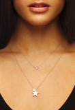 White & Rose Gold diamond '2 Stars' Necklace