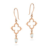 Rose Gold Moonstone short Moroccan Clover earrings