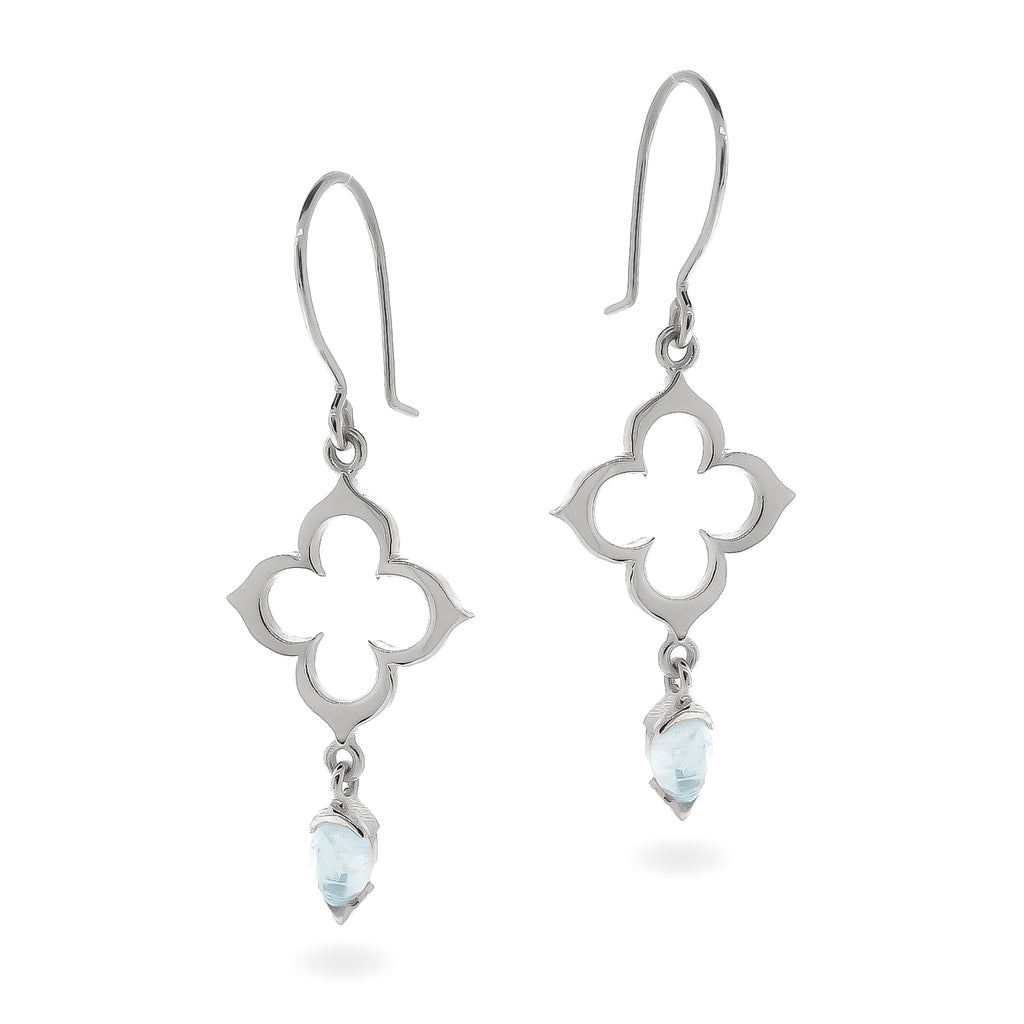 sterling silver Moonstone short Moroccan Clover earrings
