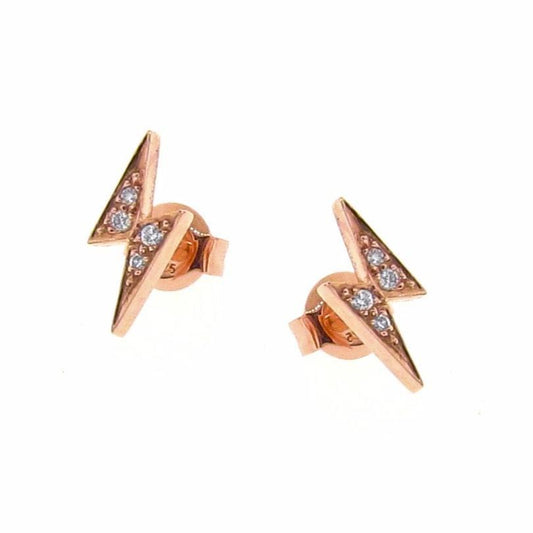 rose gold diamond lightning bolt Studs