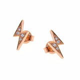 rose gold diamond lightning bolt Studs