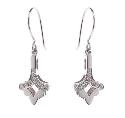 white gold diamond arabesque arrow earrings