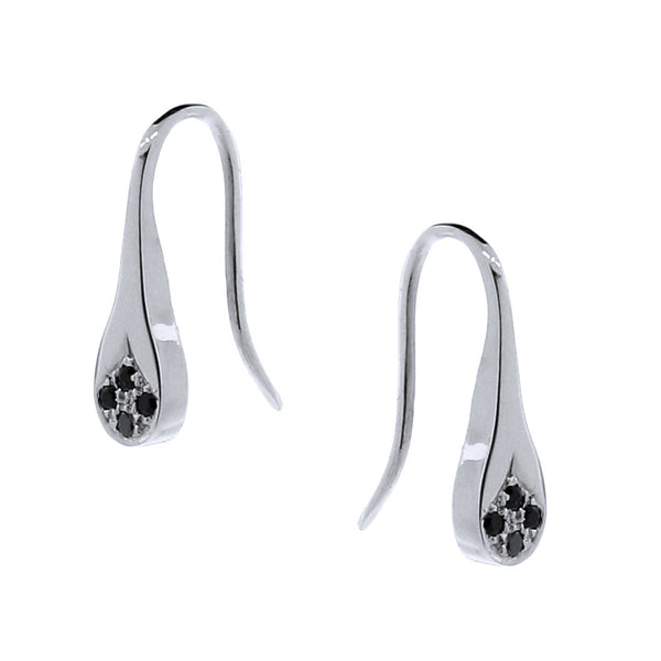 White Gold Black Spinel Flat Droplet earrings