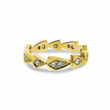 yellow gold diamond chasing arrows stackable band
