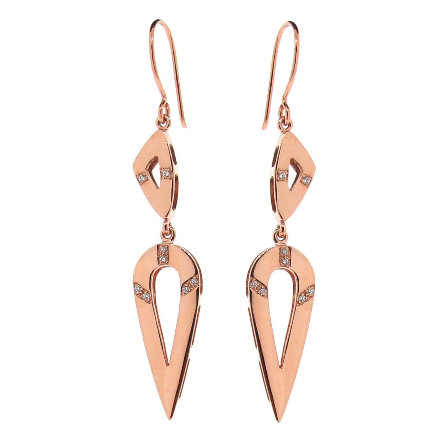 Rose Gold Warrior Diamond Drop Earrings