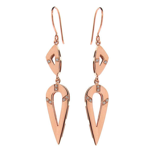 Rose Gold Warrior Diamond Drop Earrings