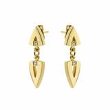 yellow gold diamond double arrow head earrings