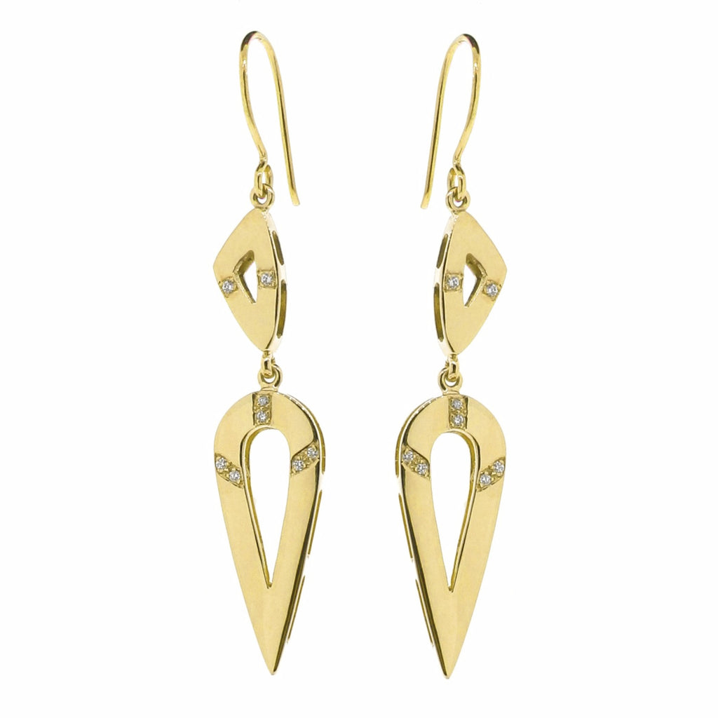 Yellow Gold Warrior Diamond Earrings