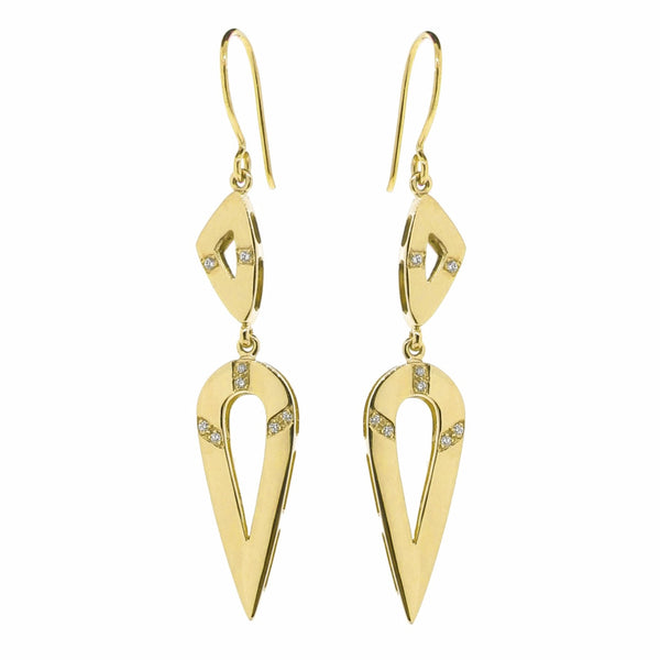 Yellow Gold Warrior Diamond Earrings