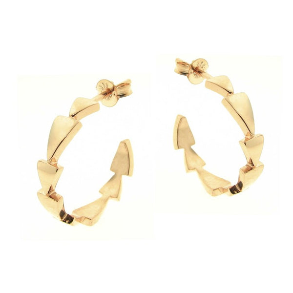 Yellow Gold Chasing Arrows Hoop Earrings