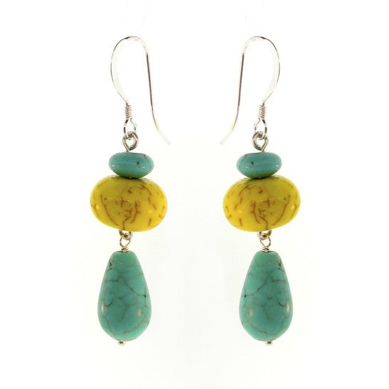 Yellow & Blue Magnesite drop earrings