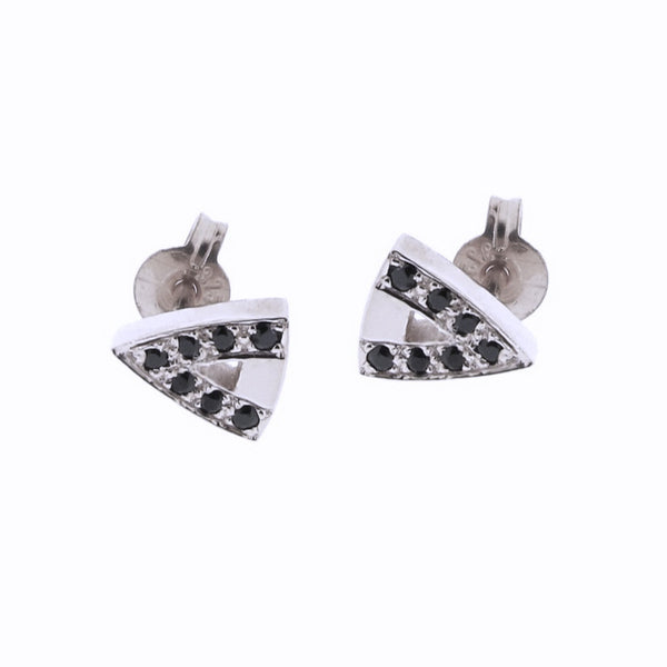 white gold black Diamond or Spinel arrow head studs