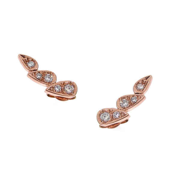 rose gold diamond chasing droplets studs