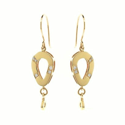 yellow gold diamond rock solid drop earrings