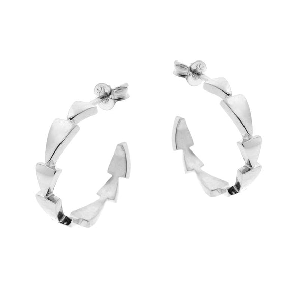 White Gold Chasing Arrows Hoop Earrings
