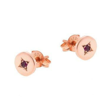 Rose Gold Ruby Eclipse Stud Earrings