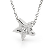 White Gold Diamond '2 Stars' Necklace