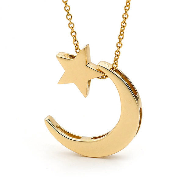 Yellow Gold 'Moon & Star' Necklace