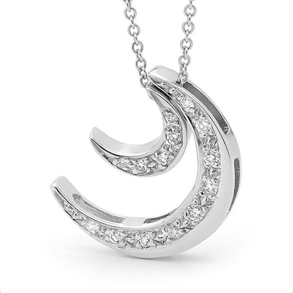 White Gold Diamond 2 Moons Pendant