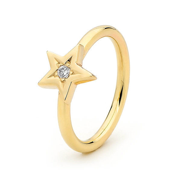 Yellow Gold and Diamond Baby Star ring