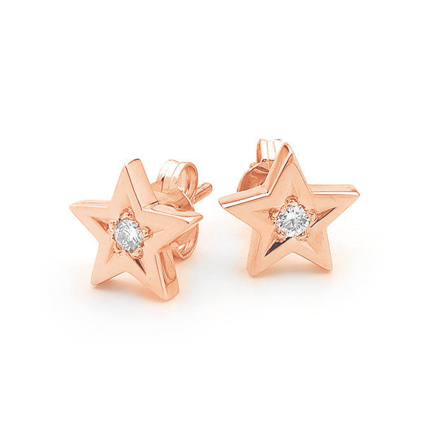 Rose Gold and Diamond Baby Star stud earrings