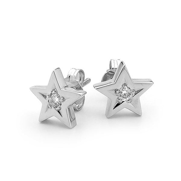 White Gold and diamond Star stud earrings