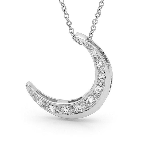 White gold Diamond 'Crescent Moon' Pendant