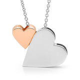 Sterling Silver & Rose Gold '2 Hearts' Necklace