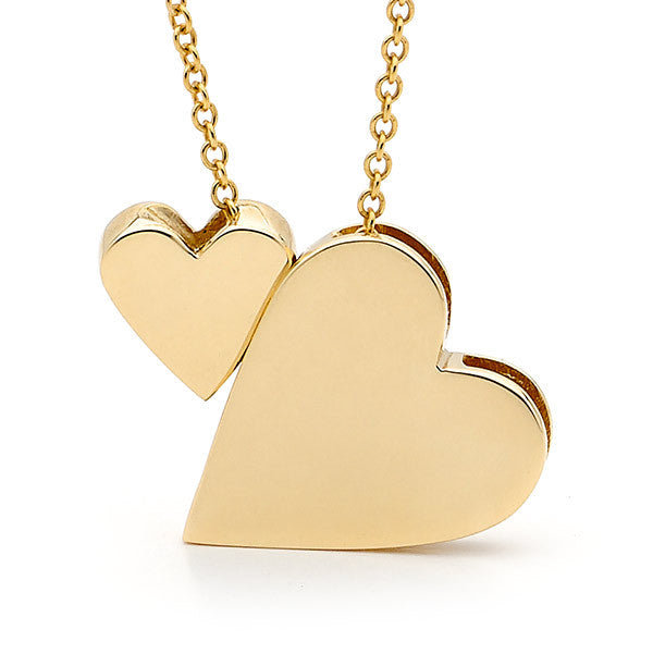 Yellow Gold '2 Hearts' Necklace