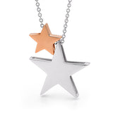 Sterling Silver & Rose Gold '2 Stars' Necklace