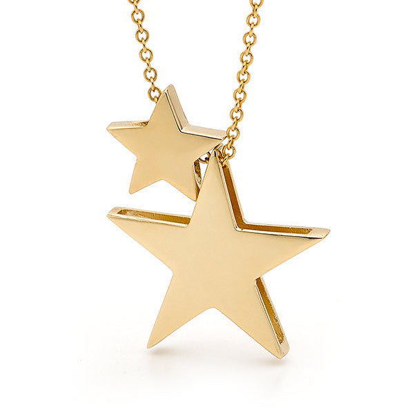 Yellow Gold 2 Stars Necklace