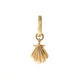 Yellow Gold Plain or Pearl Drop Clam Shell Huggie Charm