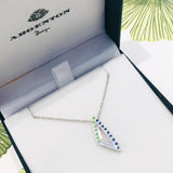 white gold Ceylon Sapphire & Tsavorite Arrow head Pendant only