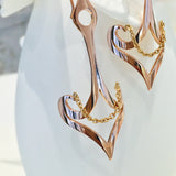 Rose Gold Anchor & Chain Long Drop Earrings