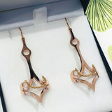 Rose Gold Anchor & Chain Long Drop Earrings
