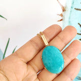 Yellow Gold Amazonite Era Large oval Pendant ONLY