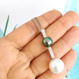 White Gold Tahitian & South Sea Pearl Diamond Pendant ONLY