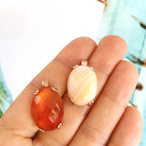Rose Gold Banded Agate Era Pendant only