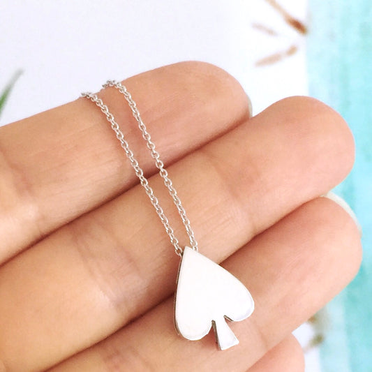 white Gold Spade Playing cards Pendant only
