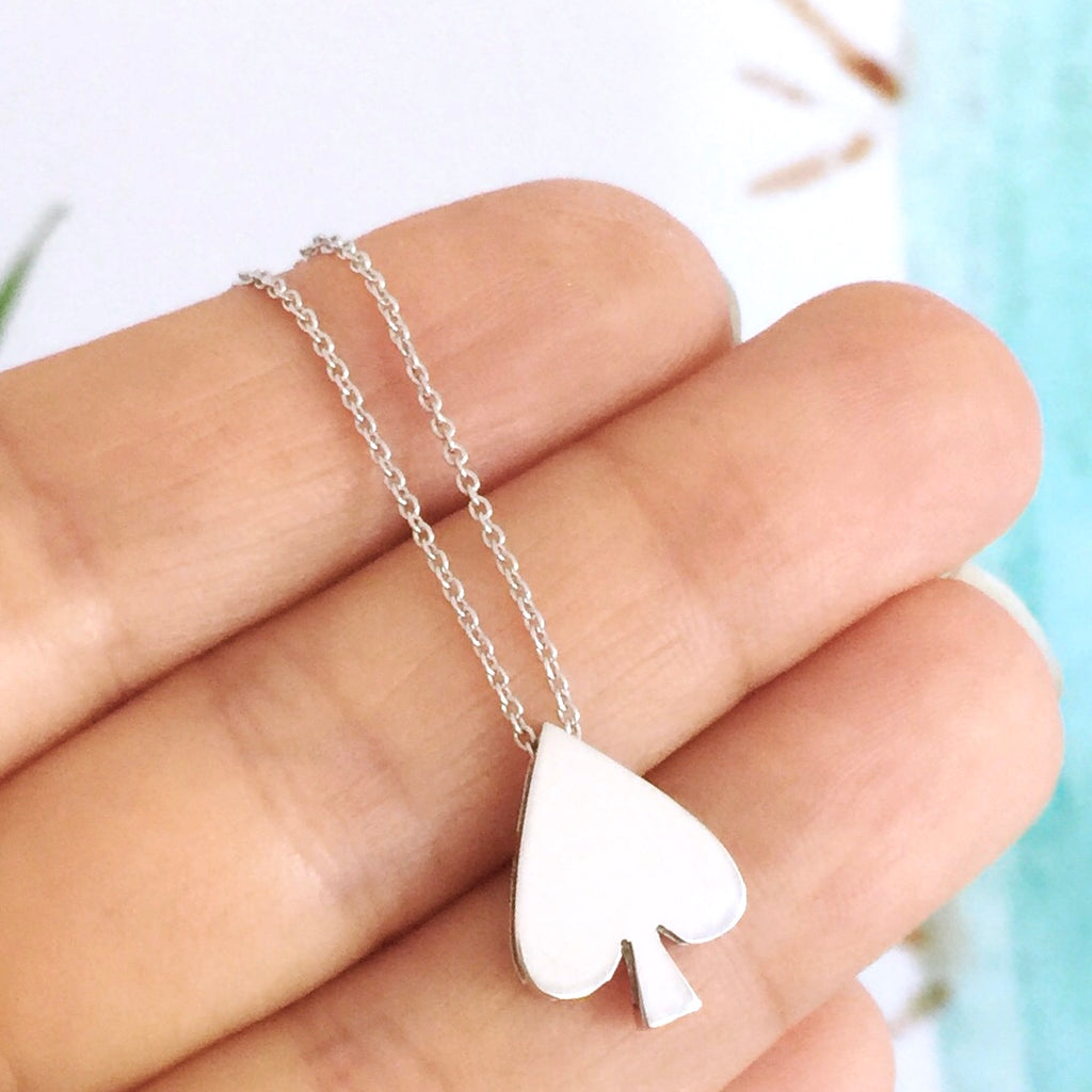 white Gold Spade Playing cards Pendant only