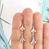 White Gold White Pink Sapphire Fluer De Lis  Earrings