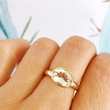 Yellow Gold Oval Lemon Quartz  Simplicity Ring