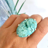 Large Sterling Silver Synthetic Turquoise  Era Ring
